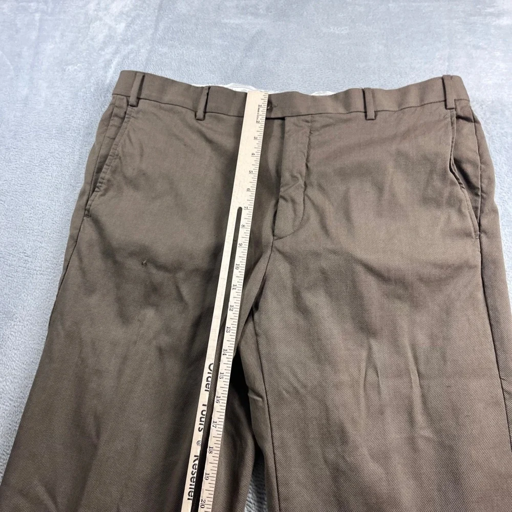 Zanella Todd Brown Wool Trousers Mens 40 Made in Italy Flat Front Dress Pants